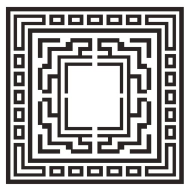 Siyah ve beyaz kare labirent deseni ve merkez kesit tasarımı