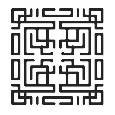 Beyaz arkaplanda soyut siyah kare geometrik labirent