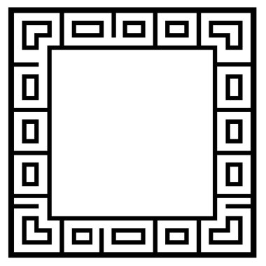 Siyah kenarlıkları ve beyaz arkaplanı olan kare geometrik çerçeve