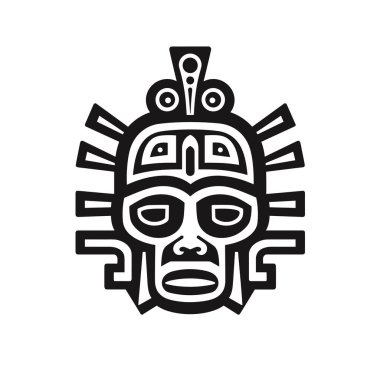 Geometrik desenli ve başlıklı yüz maskesi gösteren kabile çizimleri.