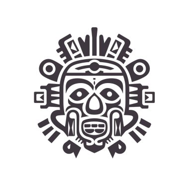 Antik Aztek ya da Maya kültüründen siyah bir kabile maskesi tasvir edilmiştir.