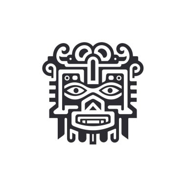 Soyut siyah-beyaz kabile yüz maskesi çizimi