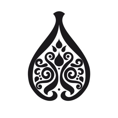 Beyaz arkaplanda gözyaşı damlası şeklindeki siyah karmaşık vektör tasarımı