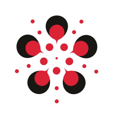 Beyaz zemin üzerinde kırmızı ve siyah dairesel dizayn dairesel desende