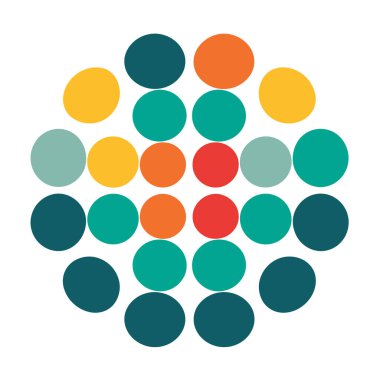 Geometrik düzende beyaz arkaplanda renkli çember deseni