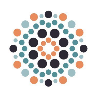 Beyaz arkaplanda renkli dairelerin soyut geometrik deseni