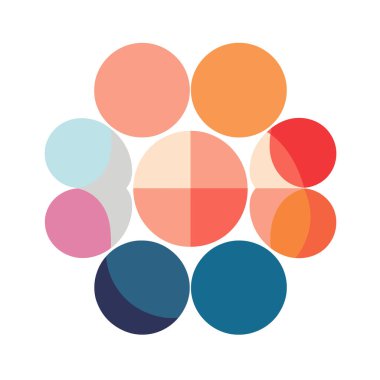 Beyaz Arkaplan 'da çeşitli renkli yuvarlak şekillerden oluşan çember tasarımı