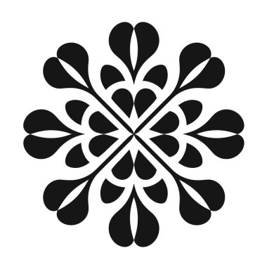 Siyah ve beyaz olarak soyut simetrik tasarım ögesi