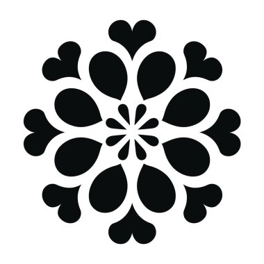 Simetrik dizaynda beyaz arkaplanda siyah çiçek deseni