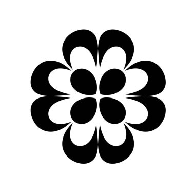 Beyaz arkaplanda soyut siyah çiçek grafik tasarımı ögesi