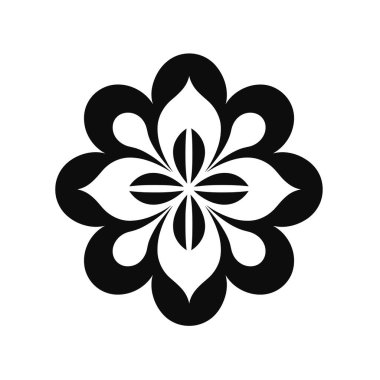 Beyaz arkaplanda siyah beyaz çiçek tasarımı