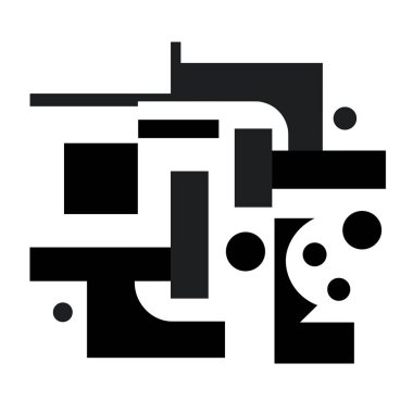 Soyut geometrik şekiller beyaz arkaplanda modern bir tasarım oluşturur