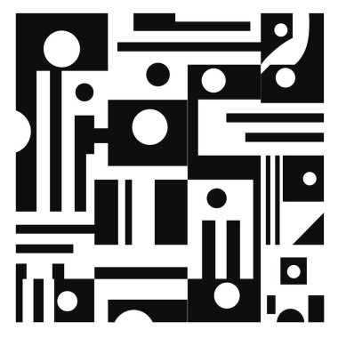 Siyah ve beyaz geometrik şekilli soyut bileşim