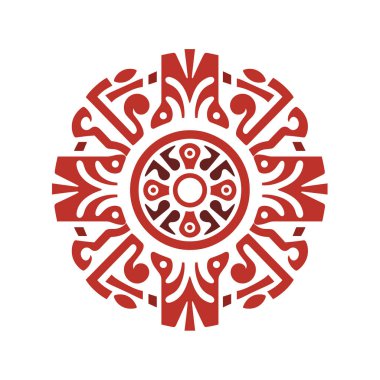 Çiçek ve geometrik elementlerle yuvarlak süslemeli desen