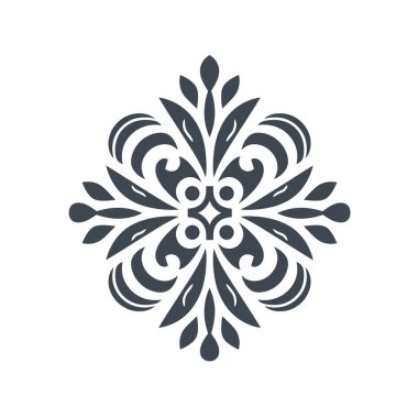 Simetrik dizaynda çiçek ve geometrik elementlerle dekoratif desen