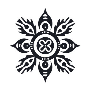 Dairesel bir dizaynda siyah ve beyaz geometrik desen