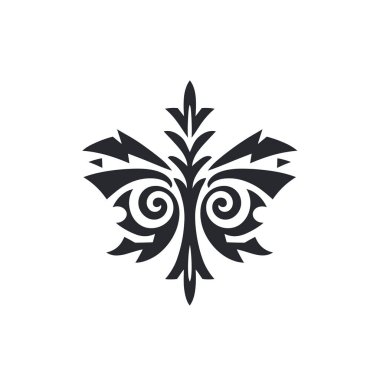 Bukleli ve sivri yapraklı siyah süslemeli tasarım.