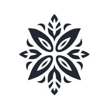 Beyaz arkaplanda siyah simetrik çiçek deseni