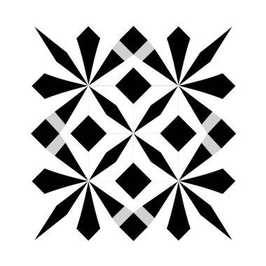 Siyah elmaslar ve yıldız patlaması şekilleriyle Geometrik desen