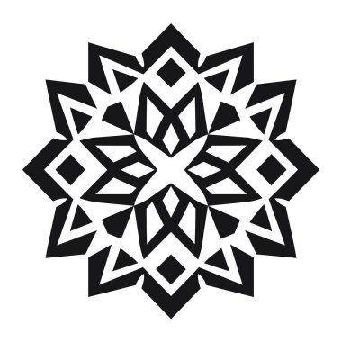 Siyah ve beyaz geometrik yıldız tasarımı radyal desen oluşturur