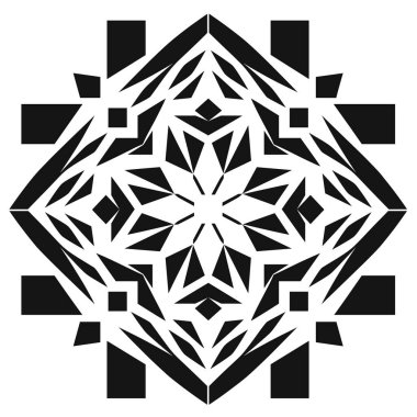 Açısal ve simetrik dizaynlı siyah ve beyaz geometrik desen