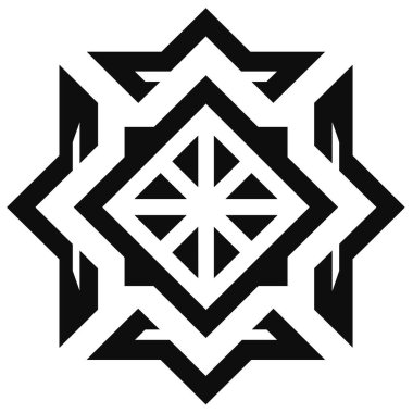 Simetrik desenli siyah ve beyaz geometrik yıldız tasarımı