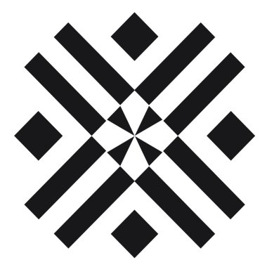 Bileşim bir desen oluşturmak için düzenlenmiş geometrik şekiller sunar.