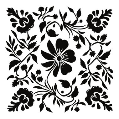 Kare, biçimlendirilmiş çiçek desenine sahiptir..