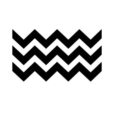 Üç siyah zigzag çizgisi üst üste yığılır ve düz beyaz arkaplan üzerinde tekrarlanan bir şablon oluşturur..