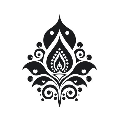 Şam ağacına benzeyen zarif ve simetrik tasarım elementleri, karışık girdaplar, damlacıklar ve merkezi bir alev veya yırtık şekli içerir..