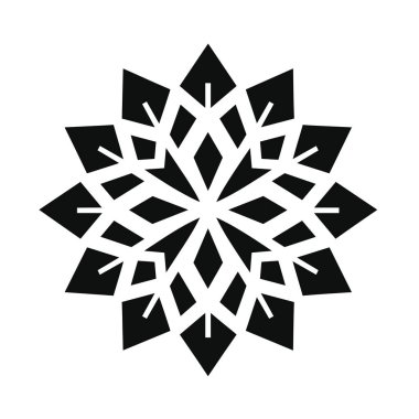 Tarzlı bir kar tanesi tasarımı beyaz bir zemin üzerine kuruludur. Kar taneleri siyahtır ve geometrik şekillere sahiptir..