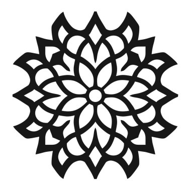 Yaprak benzeri şekillere sahip bir geometrik desen merkezi bir noktadan yayılır..