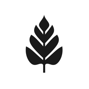 Basit bir siyah yaprak grafiği öne çıkıyor. Biçimlendirilmiş botanik bir formu gösteriyor. Net ve doğadan esinlenilmiş bir görsel yaratıyor..