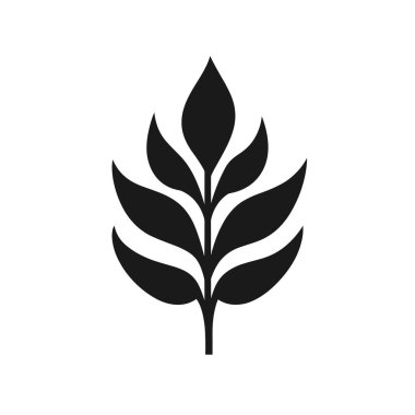 Biçimlendirilmiş bir illüstrasyonda simetrik olarak sıralanmış birkaç yapraklı bir bitki gövdesi bulunur. Düz, basit ve modern bir tasarım..