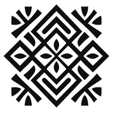 Tekrarlayan kare desen karmaşık bir geometrik tasarım oluşturur. Daha küçük yaprak benzeri şekiller karelerin merkezinde kesişir..