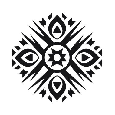 Merkezi yıldız dizaynı ile simetrik desen gösterilir. Göz şekilleri yıldızın iki tarafından görülür, diğerlerinde alev benzeri şekiller vardır..