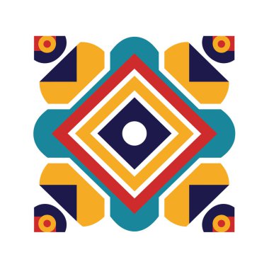 Kare ve daire motifleriyle renkli geometrik desen tasarımı