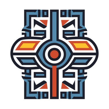 Kabile sanatından ilham alan renkli geometrik soyut tasarım