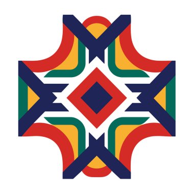 Karelerin, eğrilerin ve üçgenlerin renkli geometrik deseni