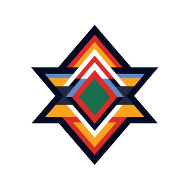 Beyaz arka planda elmas şekilli renkli geometrik yıldız