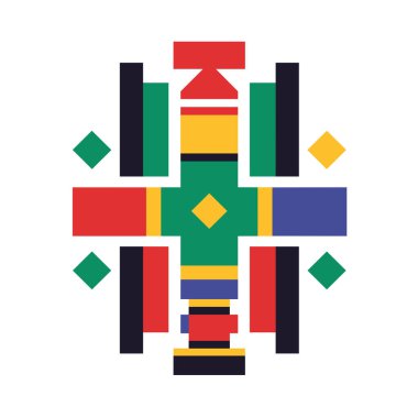 Beyaz üzerinde Geometrik soyut Güney Afrika bayrağı tasarımı