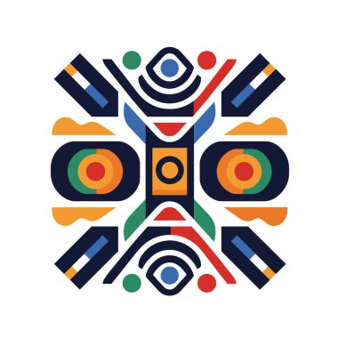 Renkli şekil ve çizgilerle soyut geometrik desen tasarımı