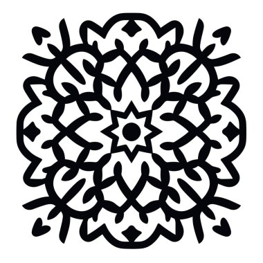 Simetrik desenli siyah beyaz mandala tasarımı