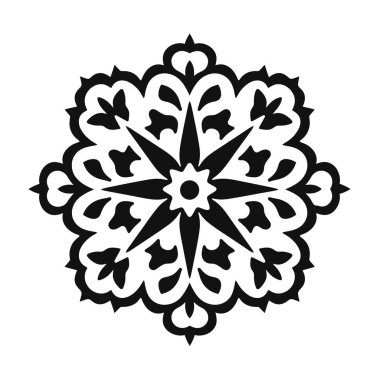Çiçek ve geometrik elementlerle siyah süslemeli kar tanesi tasarımı