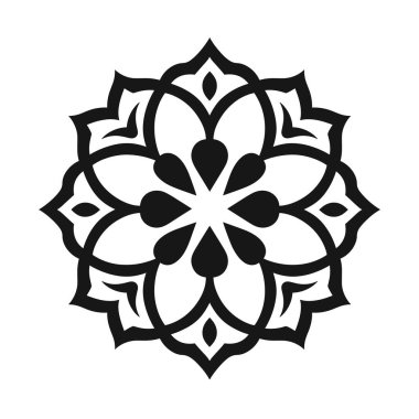 Beyaz arkaplanda siyah süslemeli çiçek deseni