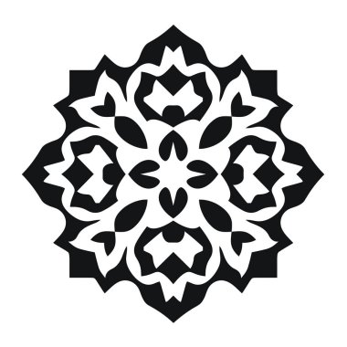 Siyah ve beyaz geometrik çiçek deseni veya tasarım elementi