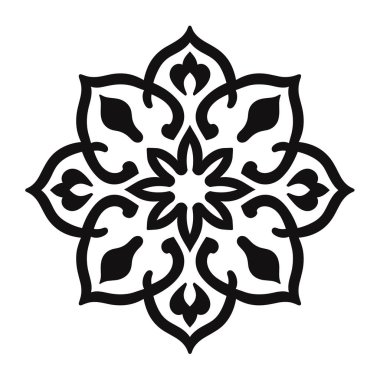 Beyaz arkaplanda dönen desenli siyah mandala tasarımı