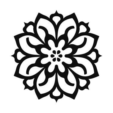 Yaprak şekilli siyah beyaz simetrik çiçek deseni