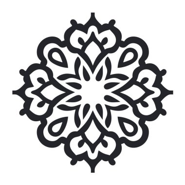 Çiçek ve geometrik şekilli soyut simetrik tasarım