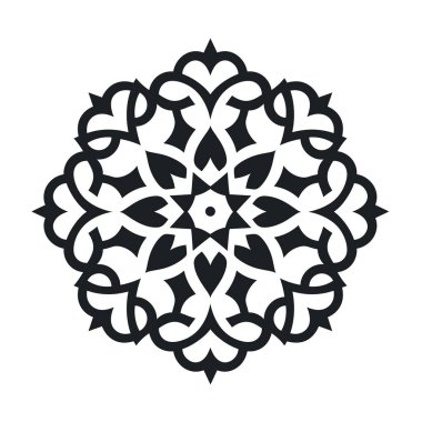 Soyut siyah-beyaz İslami çiçekli arabesk yıldız deseni